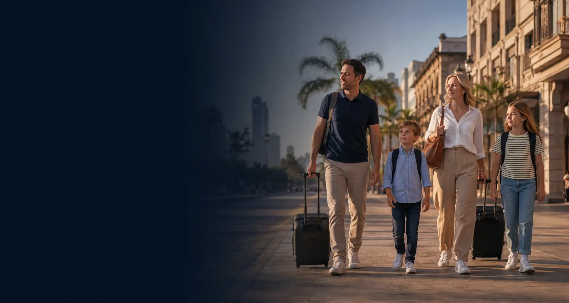 Familie auf dem Weg nach Mexiko